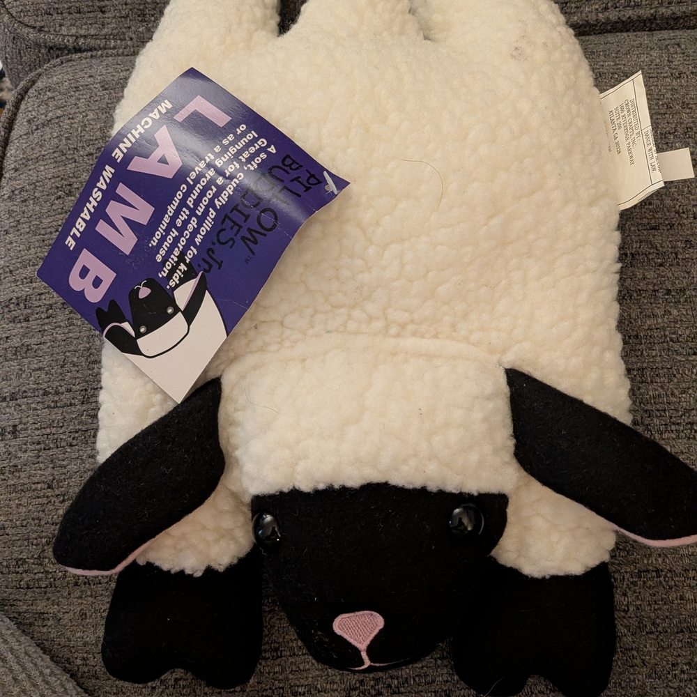 Vintage 1996 Pillow Buddies Plush  Lamb Stuffed Animal - Cream and Black "Rare"